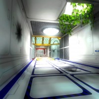 Blue upper hallway